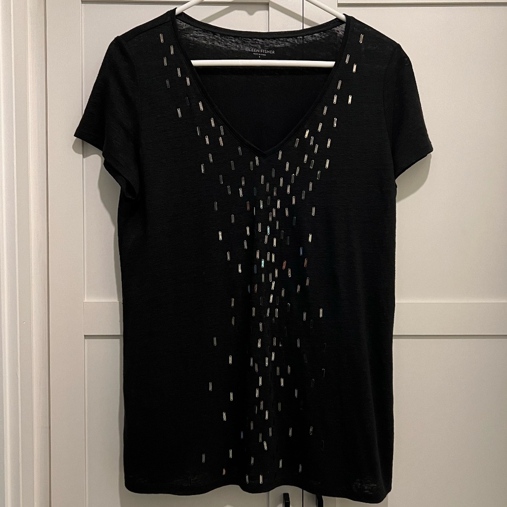 Eileen Fisher black top with spangles